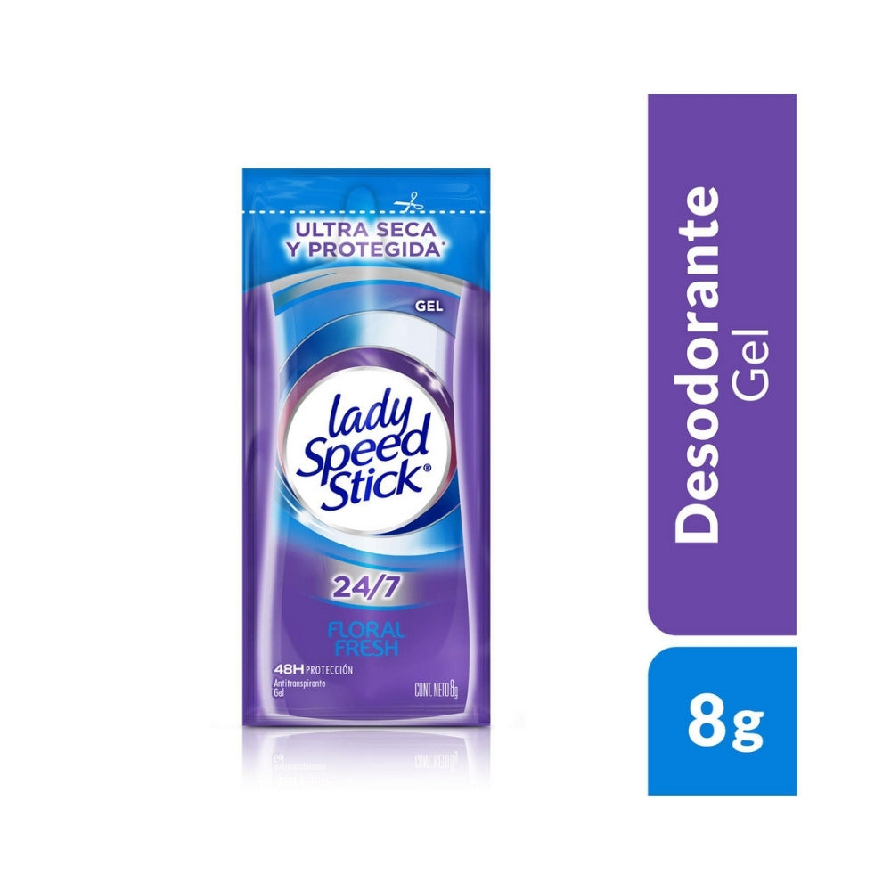 DESODORANTE GEL LADY SPEED STICK FLORAL FRESH 8 G CAJA X 18 SACHETS