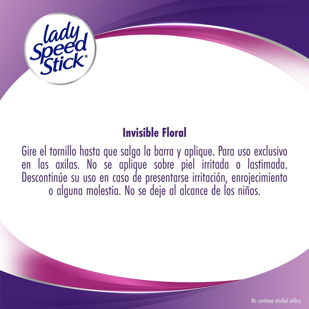 DESODORANTE LADY SPEED STICK INVISIBLE FLORAL BARRA 2X45 G