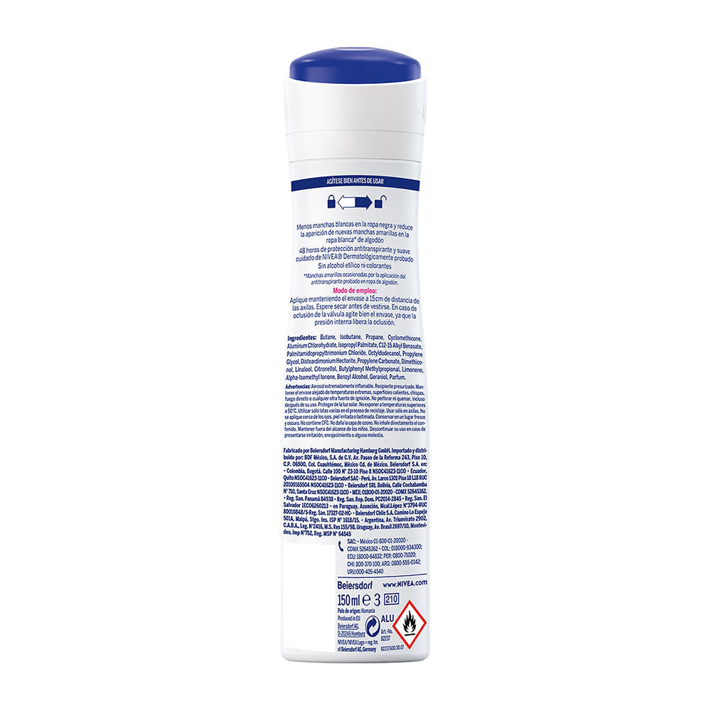 DESODORANTE NIVEA BLACK WHIT FEMENINO SPRAY 150 ML