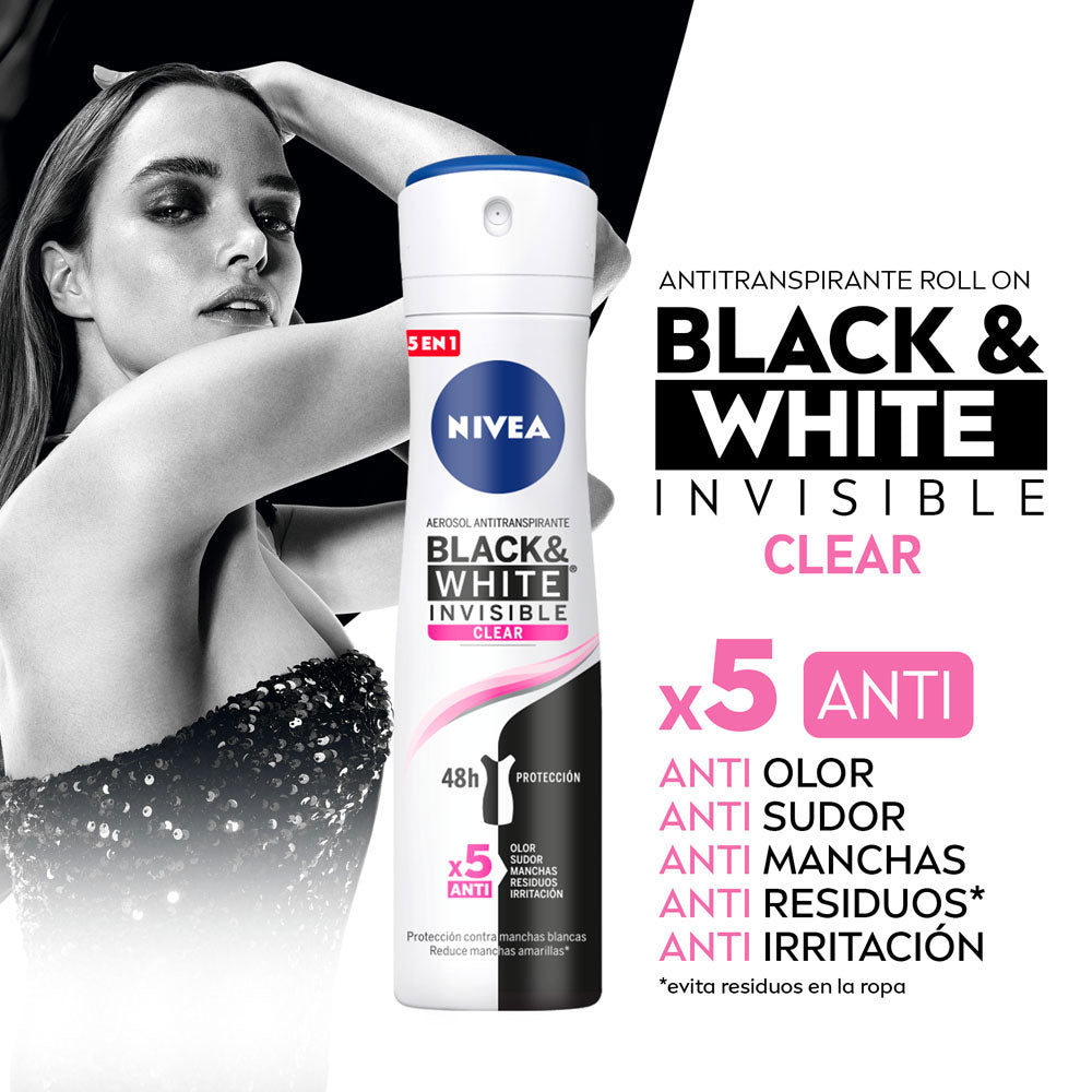 DESODORANTE NIVEA BLACK WHIT FEMENINO SPRAY 150 ML