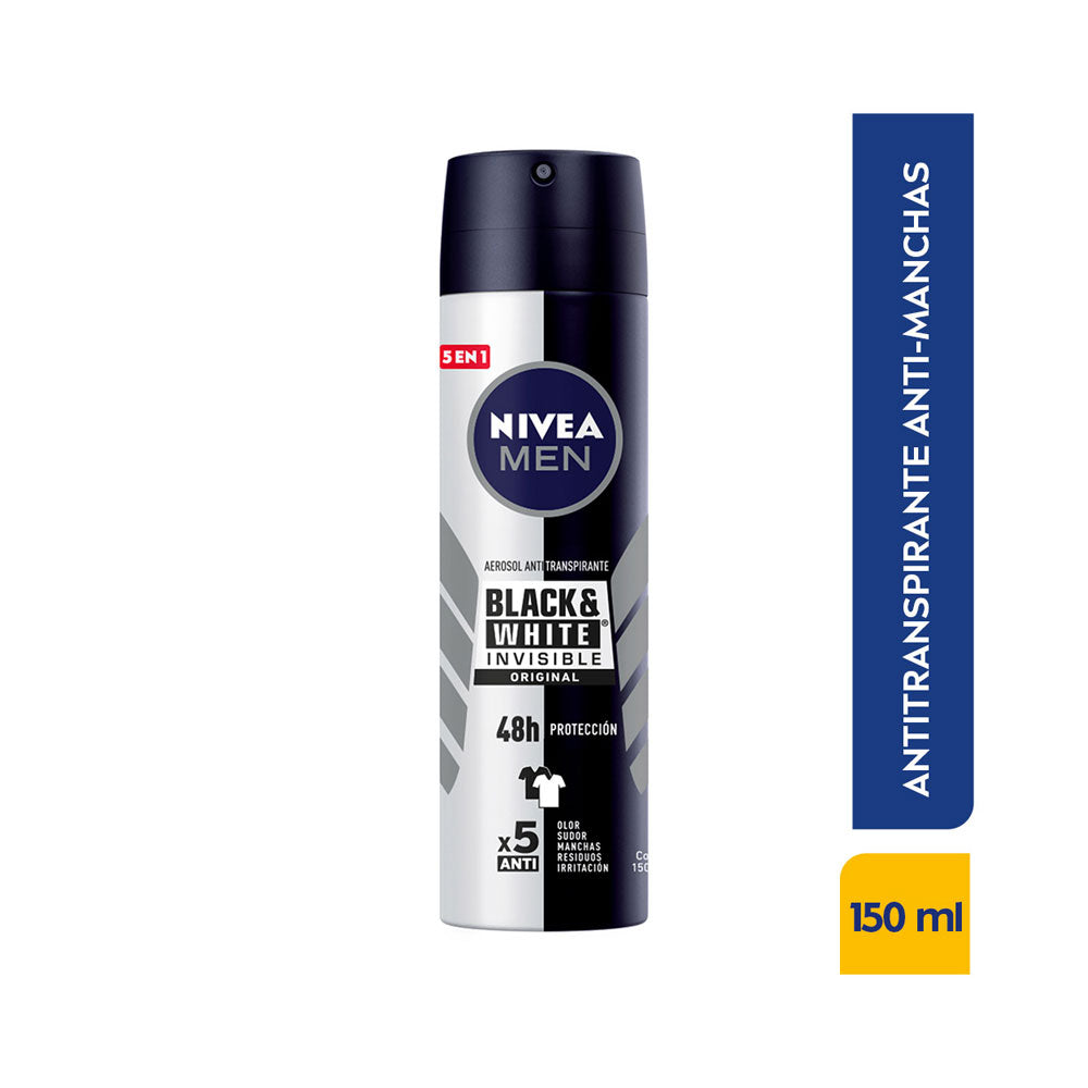 DESODORANTE NIVEA BLACK WHITE MASCULINO SPRAY 150 ML