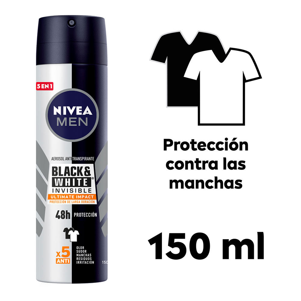 DESODORANTE NIVEA BLACK WHITE ULTIMATE IMP SPRAY 150 ML