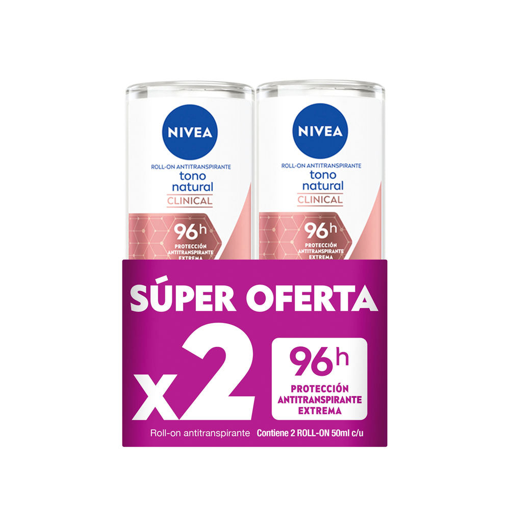 DESODORANTE NIVEA CLINICAL ROLL ON OFERTA 2 X 50 ML