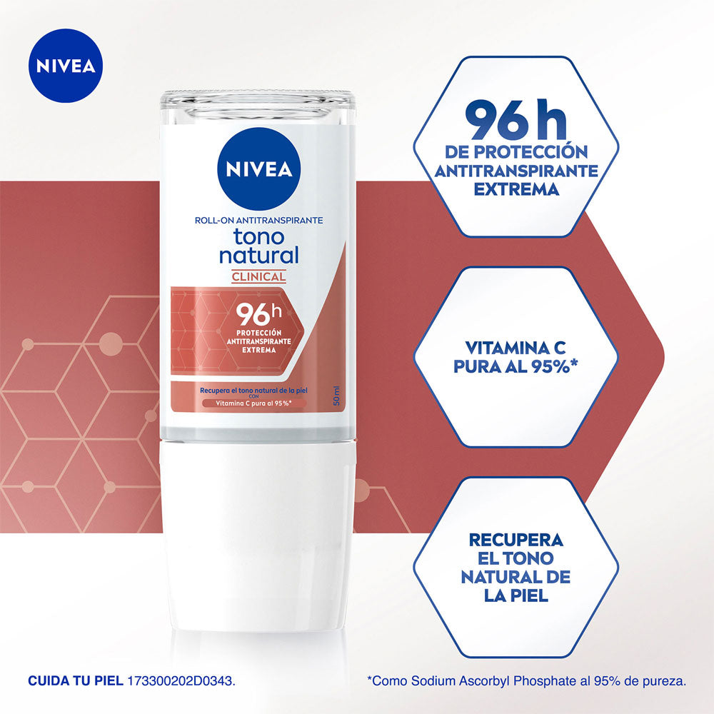 DESODORANTE NIVEA CLINICAL TONO NATURAL ROLL ON 50 ML