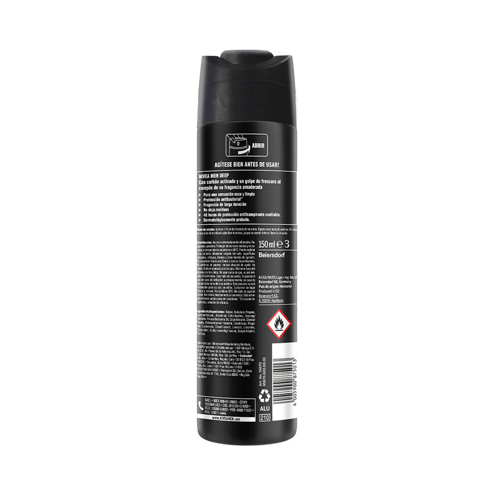 DESODORANTE NIVEA DEEP BEAT SPRAY 150 ML