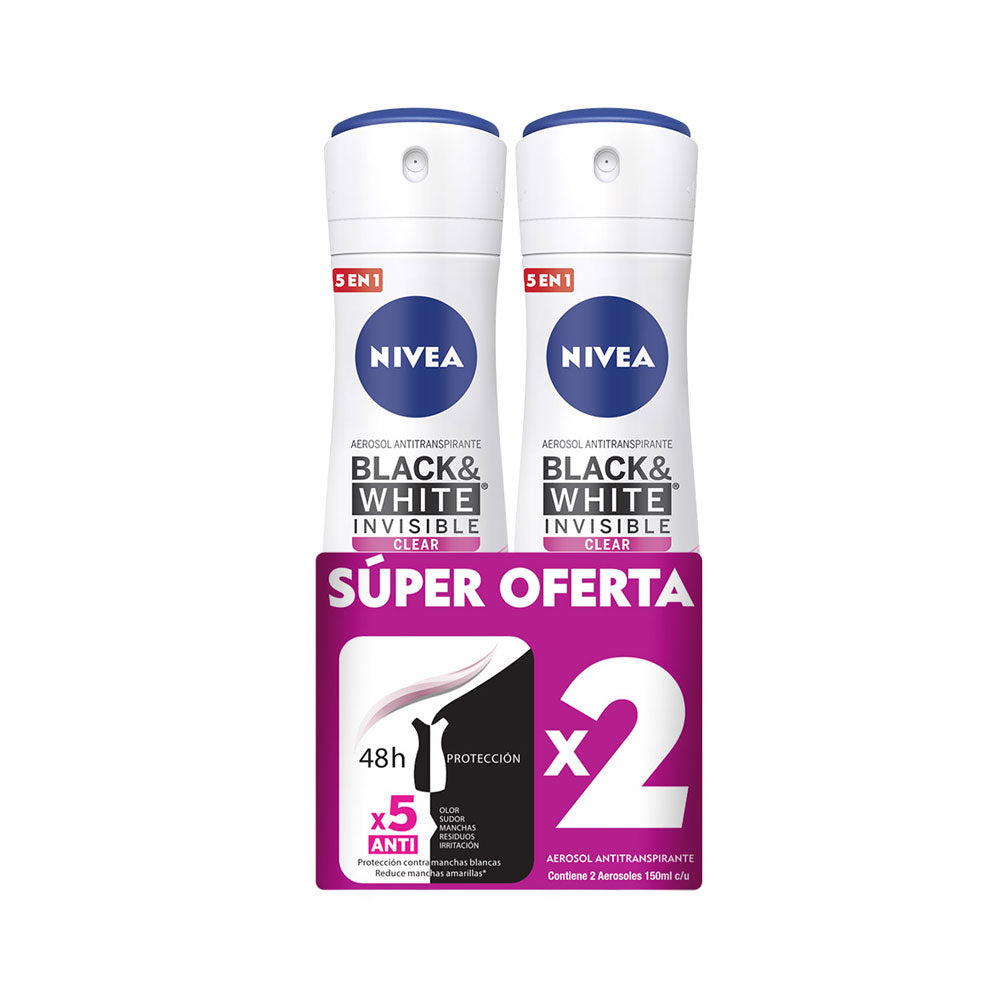 DESODORANTE NIVEA INVISIBLE B/W FEMENINO SPRAY X 2 UNDS
