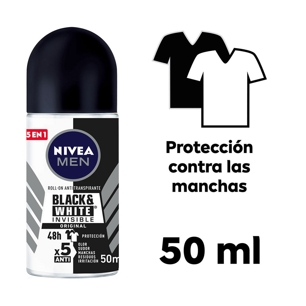 DESODORANTE NIVEA MAN BLACK WHITE OFERTAX2 ROLLON 50 ML