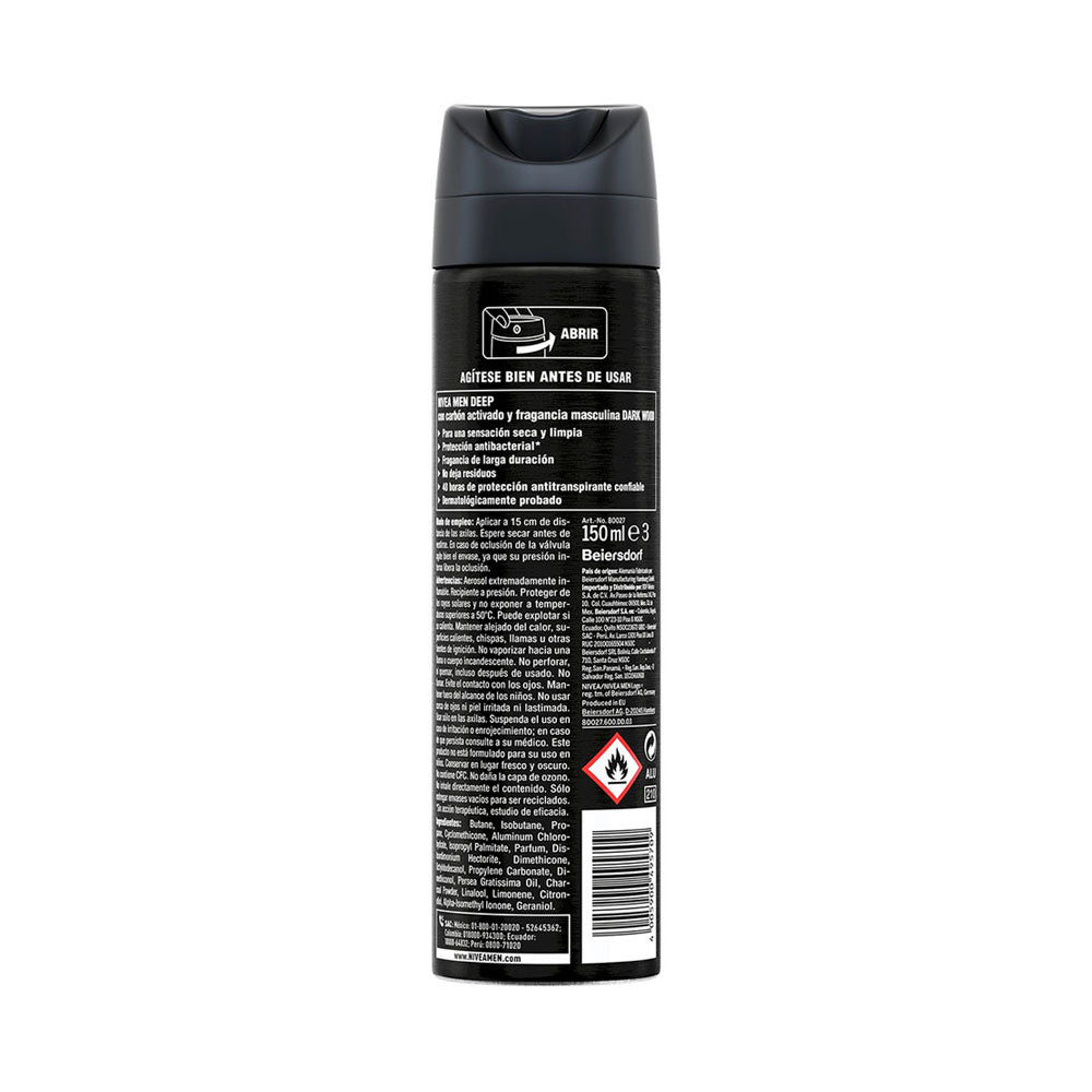 DESODORANTE NIVEA MEN DEEP AEROSOL 150 ML