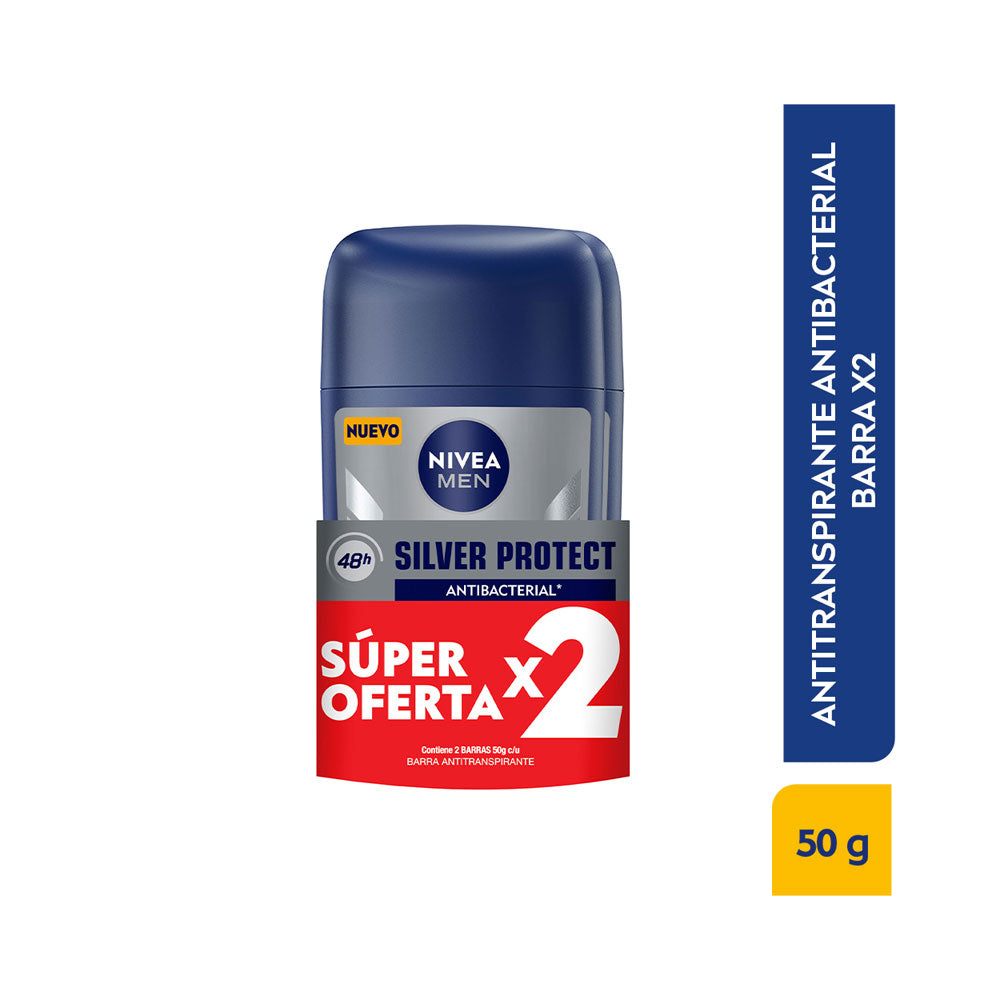 DESODORANTE NIVEA SILVER BARRA BARRA X 2 UNDS
