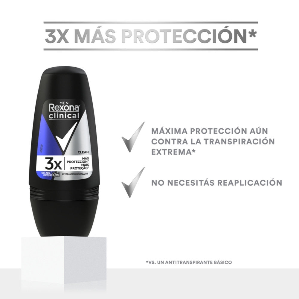 DESODORANTE REXONA CLINICAL CLEAN ROLLON 50 ML