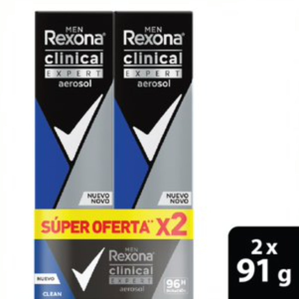 DESODORANTE REXONA CLINICAL EXPERT MEN AEROSOL X 2 UNDS