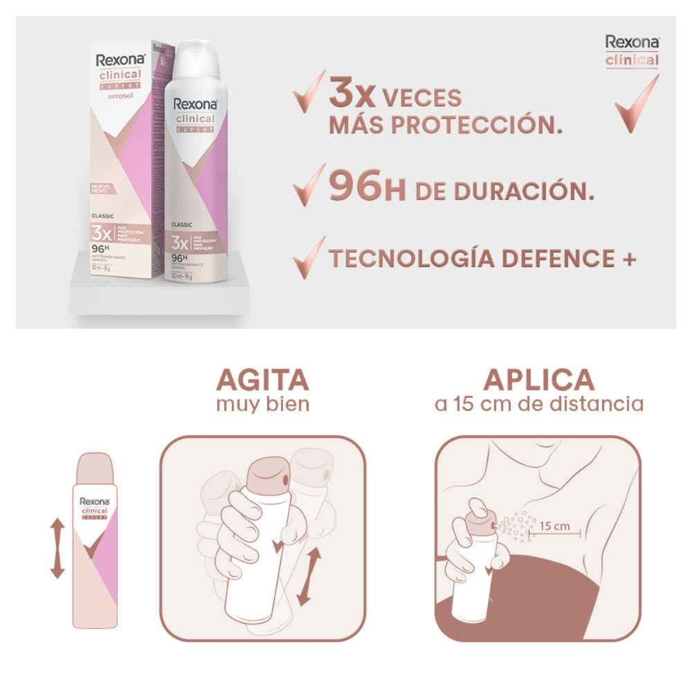 DESODORANTE REXONA CLINICAL EXPERT WOMEN AEROSOL 150 ML