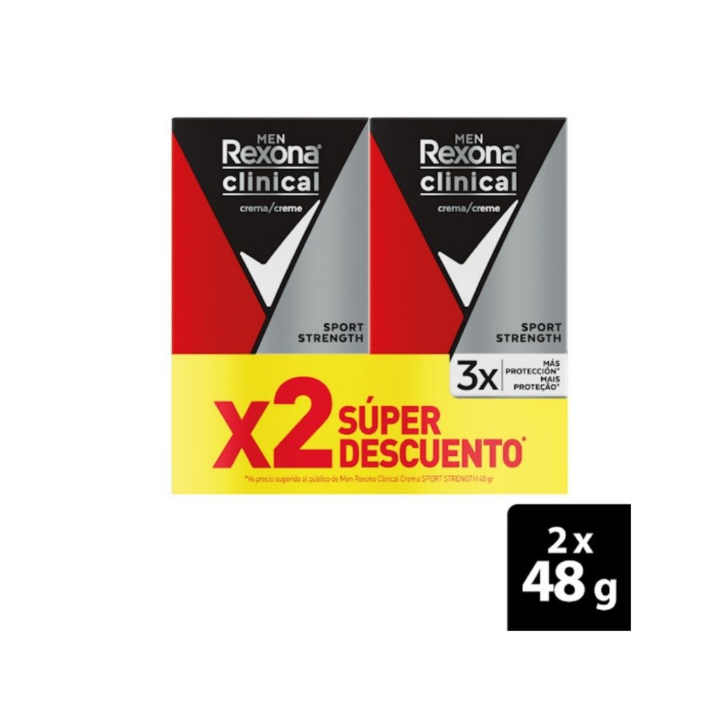 DESODORANTE REXONA CLINICAL MEN SPORT P.E CAJA 2X48 G