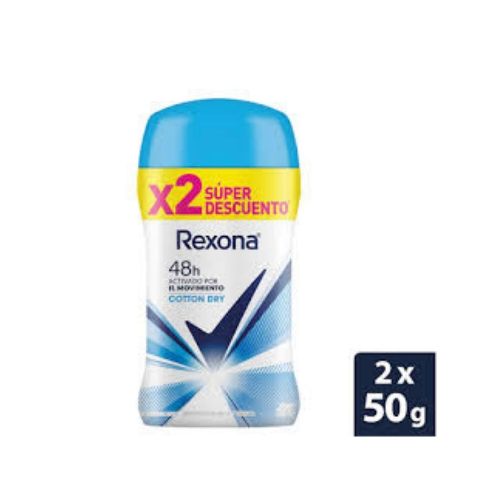 DESODORANTE REXONA COTTON P.ESPECIAL BARRA 2 X 50 G
