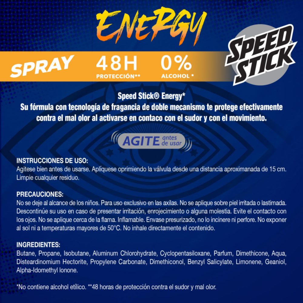 DESODORANTE SPEED STICK ENERGY SPRAY 2 X 91G