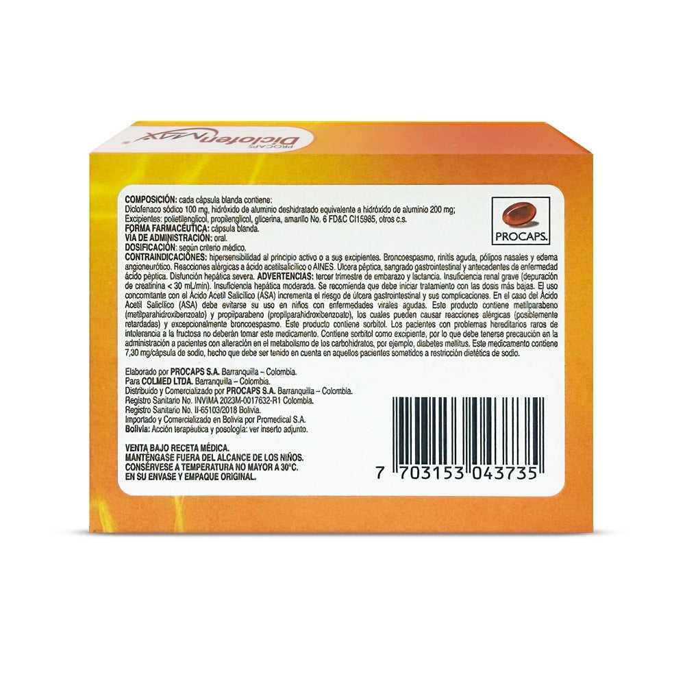 DICLOFEN MAX CAPSULAS BLANDAS 200MG/100MG CAJA X 10 UNDS
