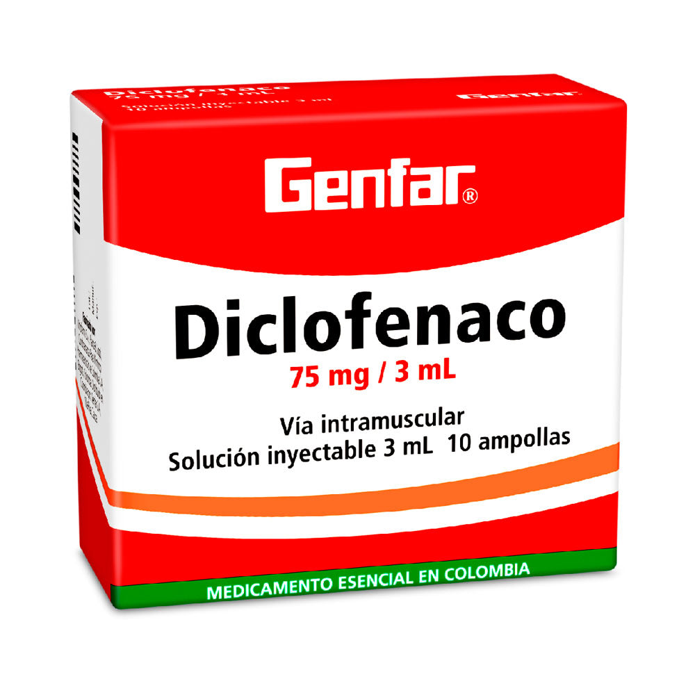 DICLOFENACO GENFAR 3 ML AMPOLLA 75 MG CAJA X 10 UNDS