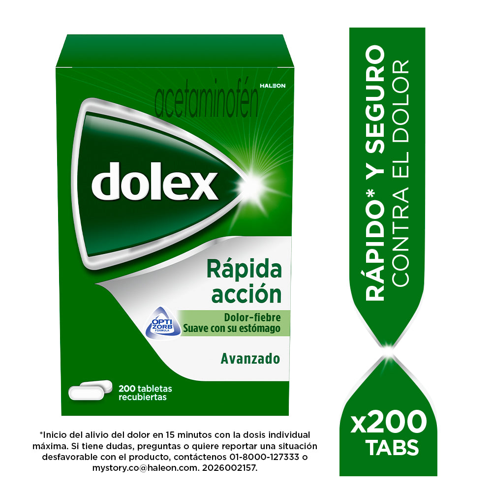 DOLEX RAPIDA ACCIÓN AVANZADO TABLETAS 500 MG CAJA X 200 UNDS