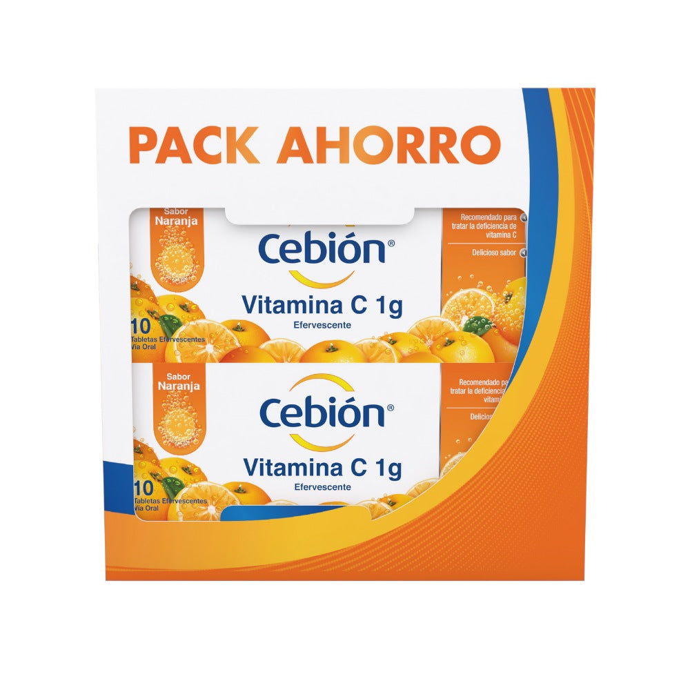 DUOPACK CEBION VIT C 1G T. EFERVESCENTES NARANJA 10 TAB X 2 UNID
