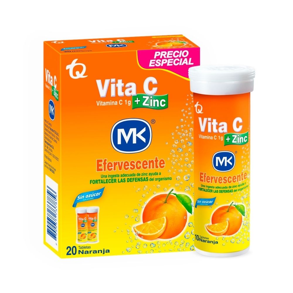 DUOPACK VITAC + ZINC MK T. EFERVESCENTES NARANJA CAJA 2 X 10