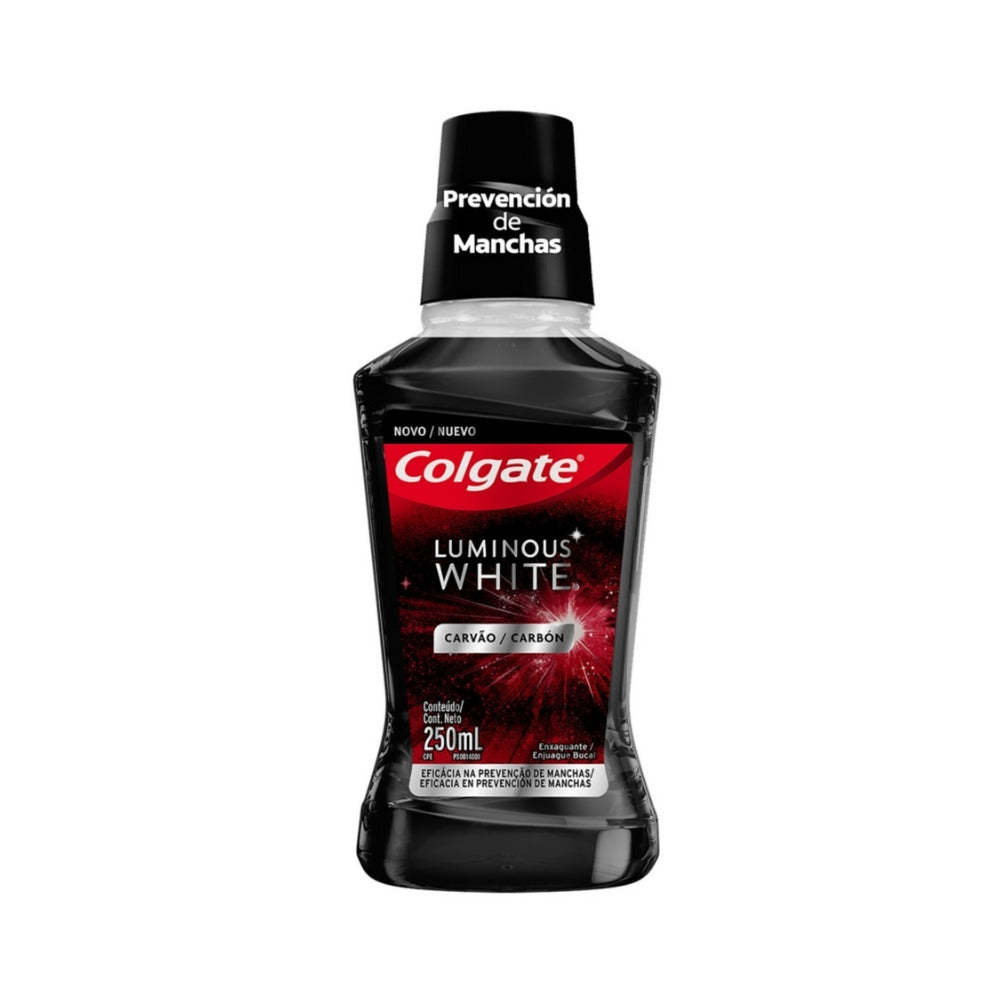 ENJUAGUE BUCAL COLGATE LUMINOUS WHITE CARBON FRASCO 250 ML