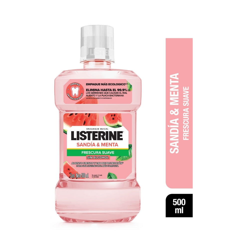 ENJUAGUE BUCAL LISTERINE SANDIA Y MENTA FRASCO 500 ML
