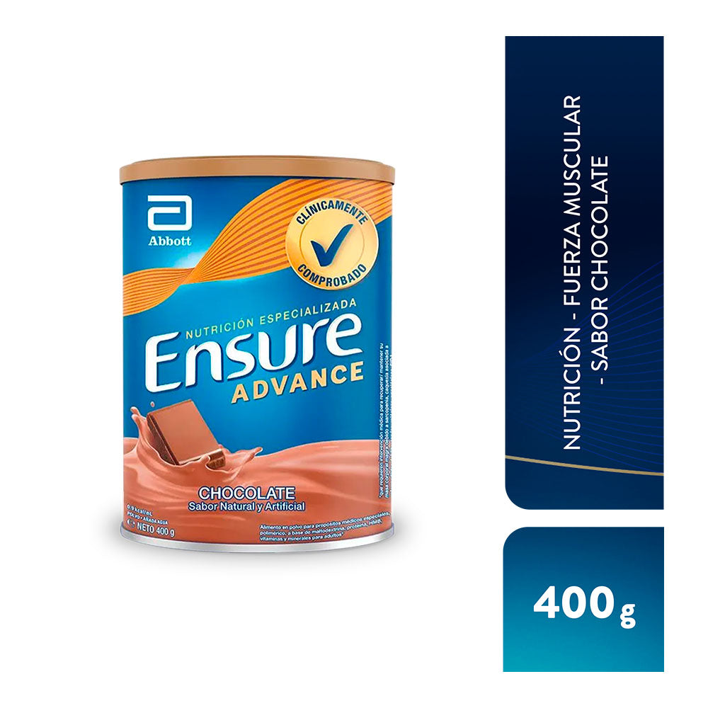ENSURE ADVANCE CHOCOLATE POLVO PROTEINA + HMB LATA 400 G