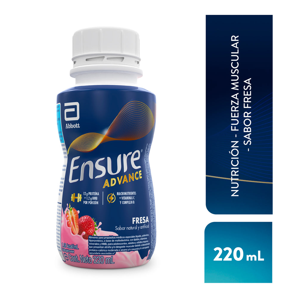 ENSURE ADVANCE FRESA LIQUIDO PROTEINA + HMB FRASCO 220 ML