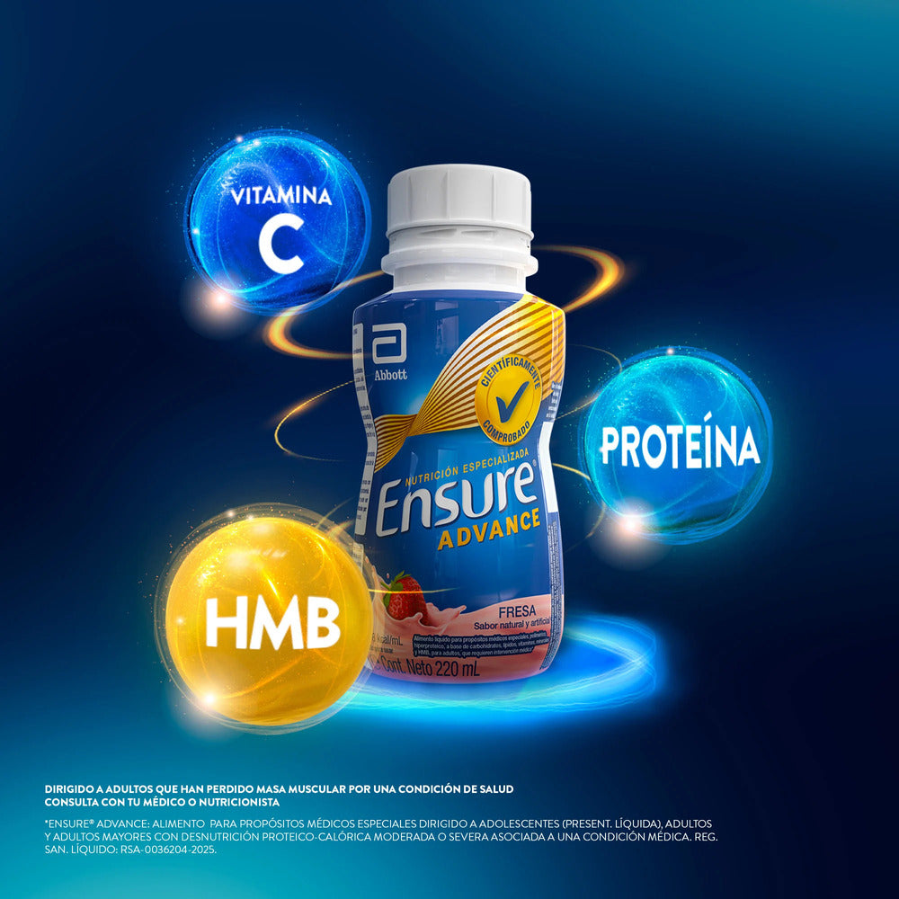 ENSURE ADVANCE FRESA LIQUIDO PROTEINA + HMB FRASCO 220 ML