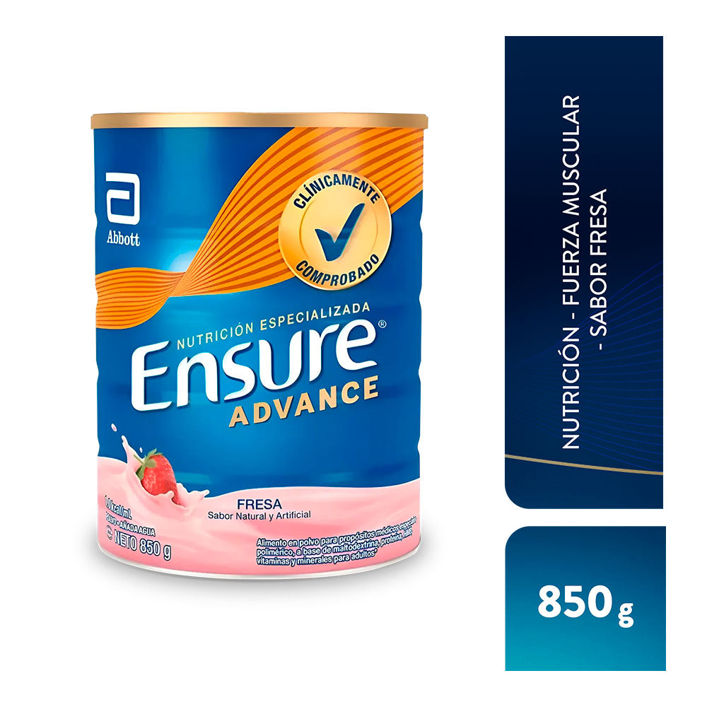 ENSURE ADVANCE FRESA POLVO PROTEINA + HMB LATA 850 G