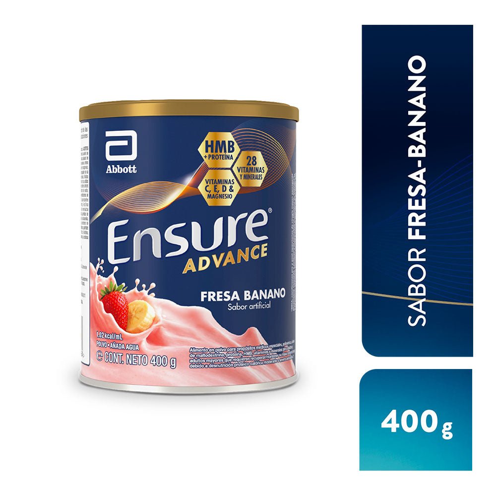 ENSURE ADVANCE POLVO FRESA-BANANO LATA 400 G