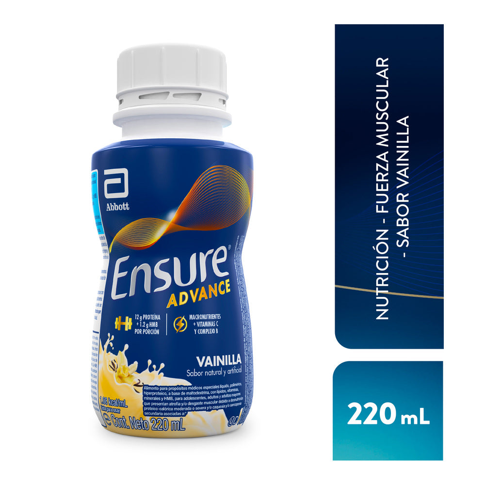 ENSURE ADVANCE VAINILLA LIQUIDO PROTEINA + HMB FRASCO 220 ML