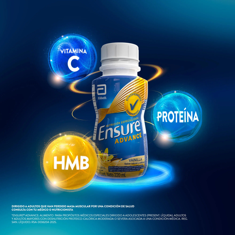 ENSURE ADVANCE VAINILLA LIQUIDO PROTEINA + HMB FRASCO 220 ML