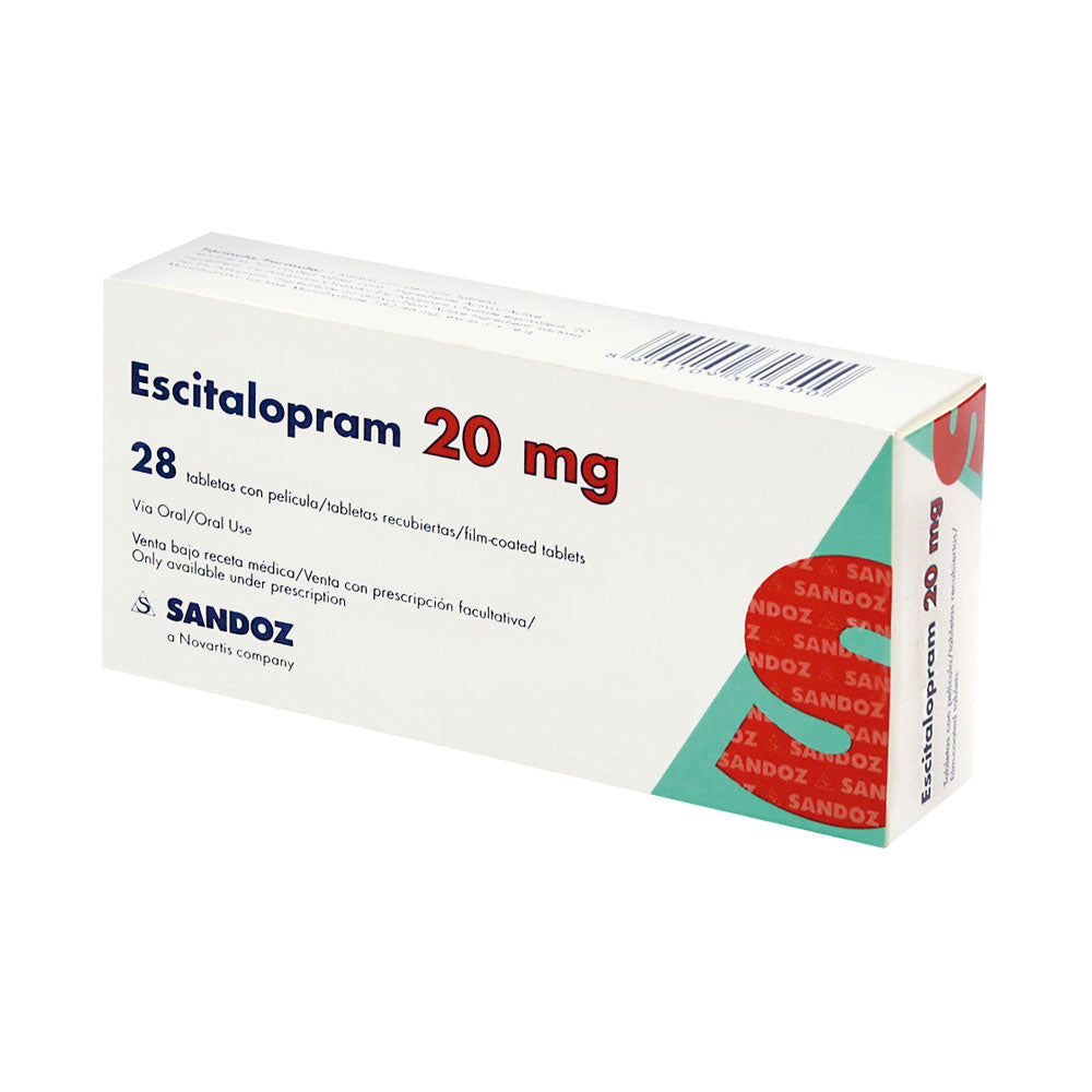 ESCITALOPRAM SANDOZ TABLETAS 20 MG CAJA X 28 UNDS