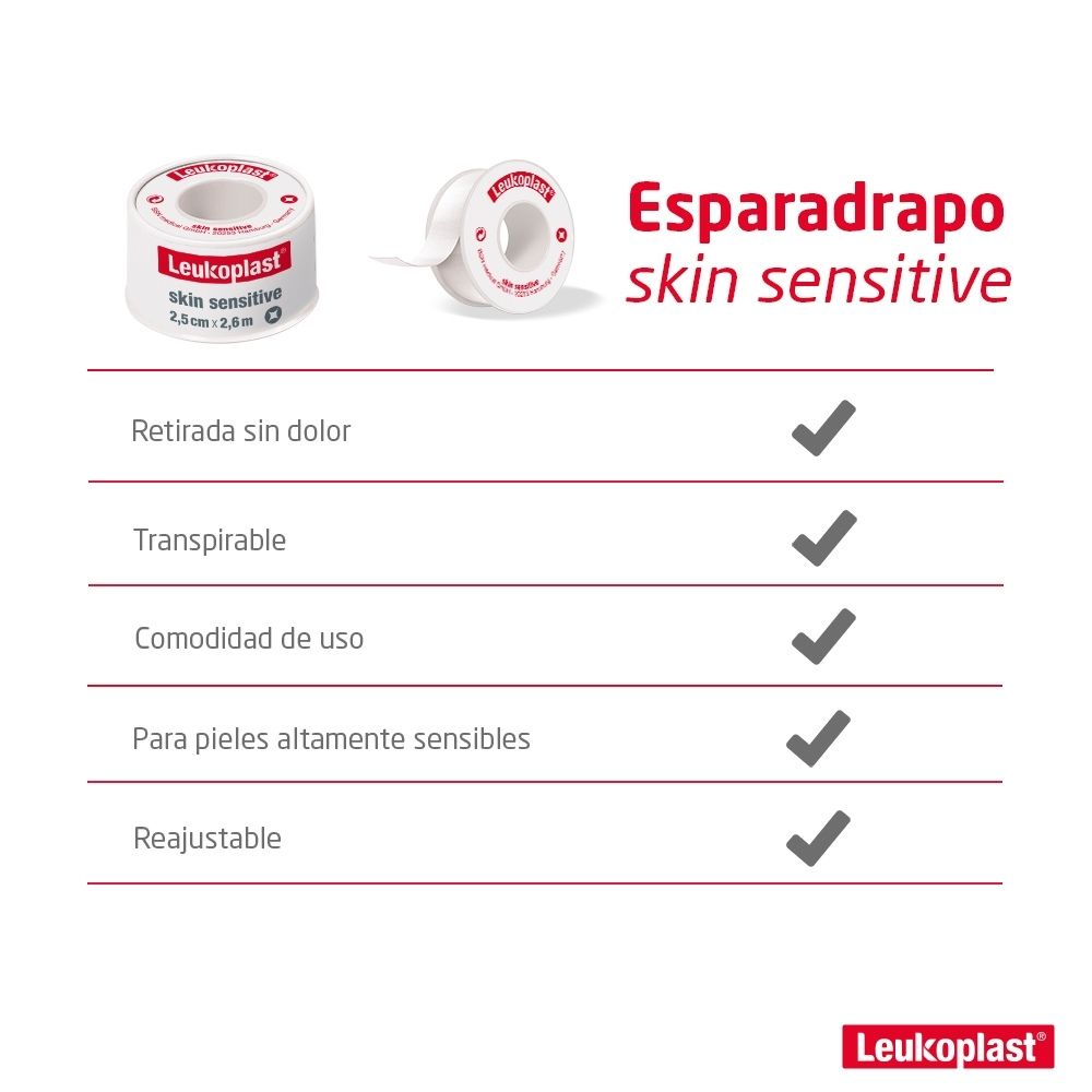 ESPARADRAPO LEUKOPLAST SKIN SENSITIVE 2.5 CM X 2.6 M CAJA X 1 UND