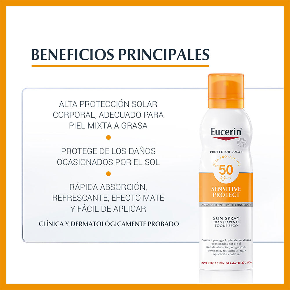EUCERIN SENSITIVE TOQUE SECO SPRAY SPF 50 FRASCO 200 ML