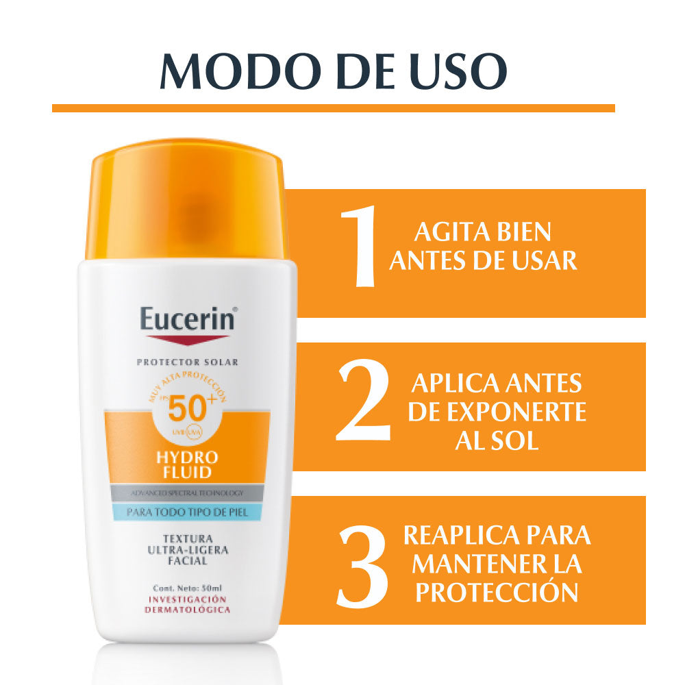 EUCERIN SUN HYDRO FLUIDO SPF 50+ FRASCO 50 ML