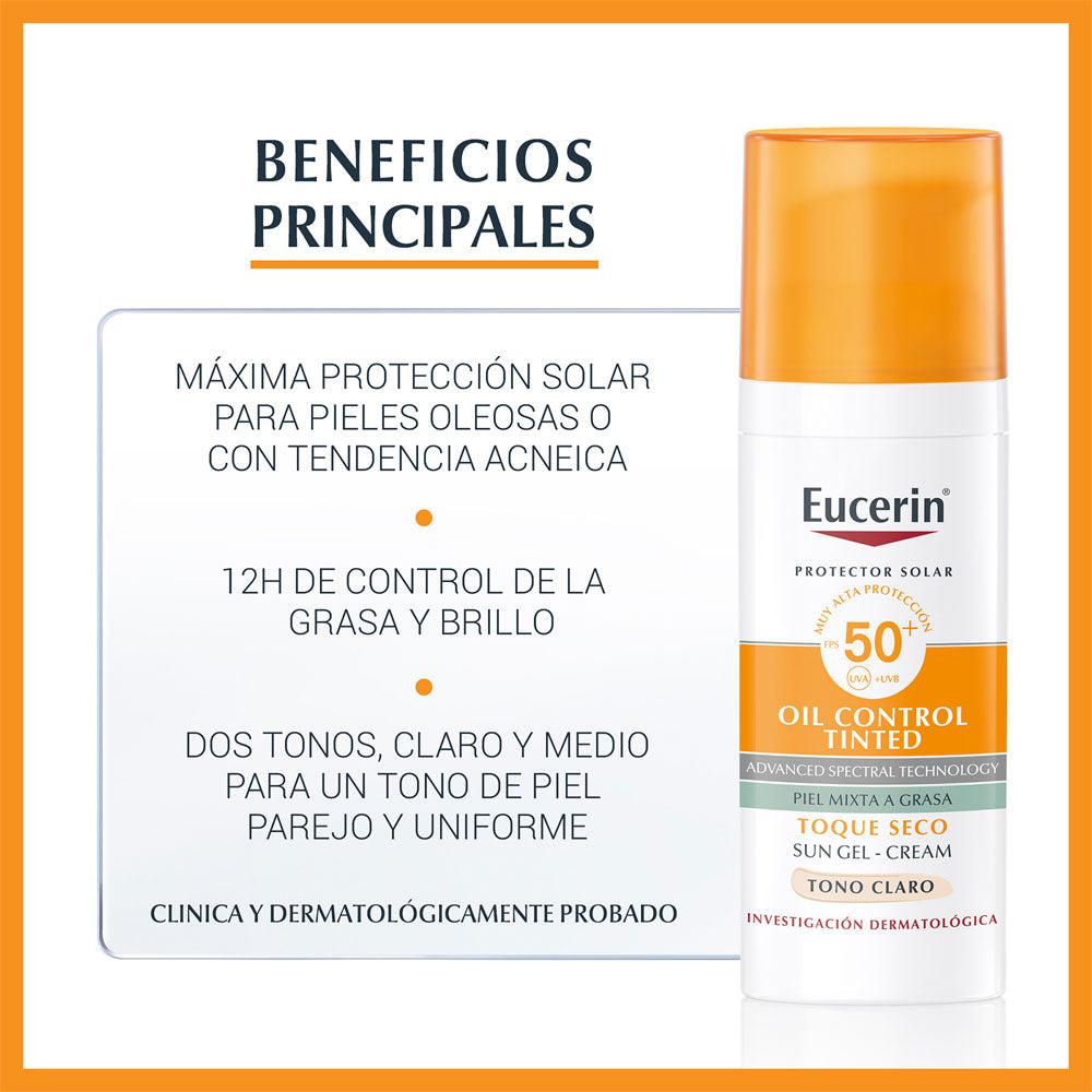 EUCERIN SUN TOQUE SECO T CLARO PROTECTOR SOLAR SPF 50+ CAJA 50 ML