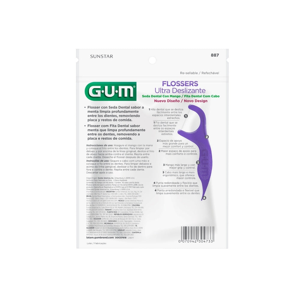FLOSSERS GUM-887 ULTRA DESLIZANTE P.E MENTA BOLSA X 90 UNDS