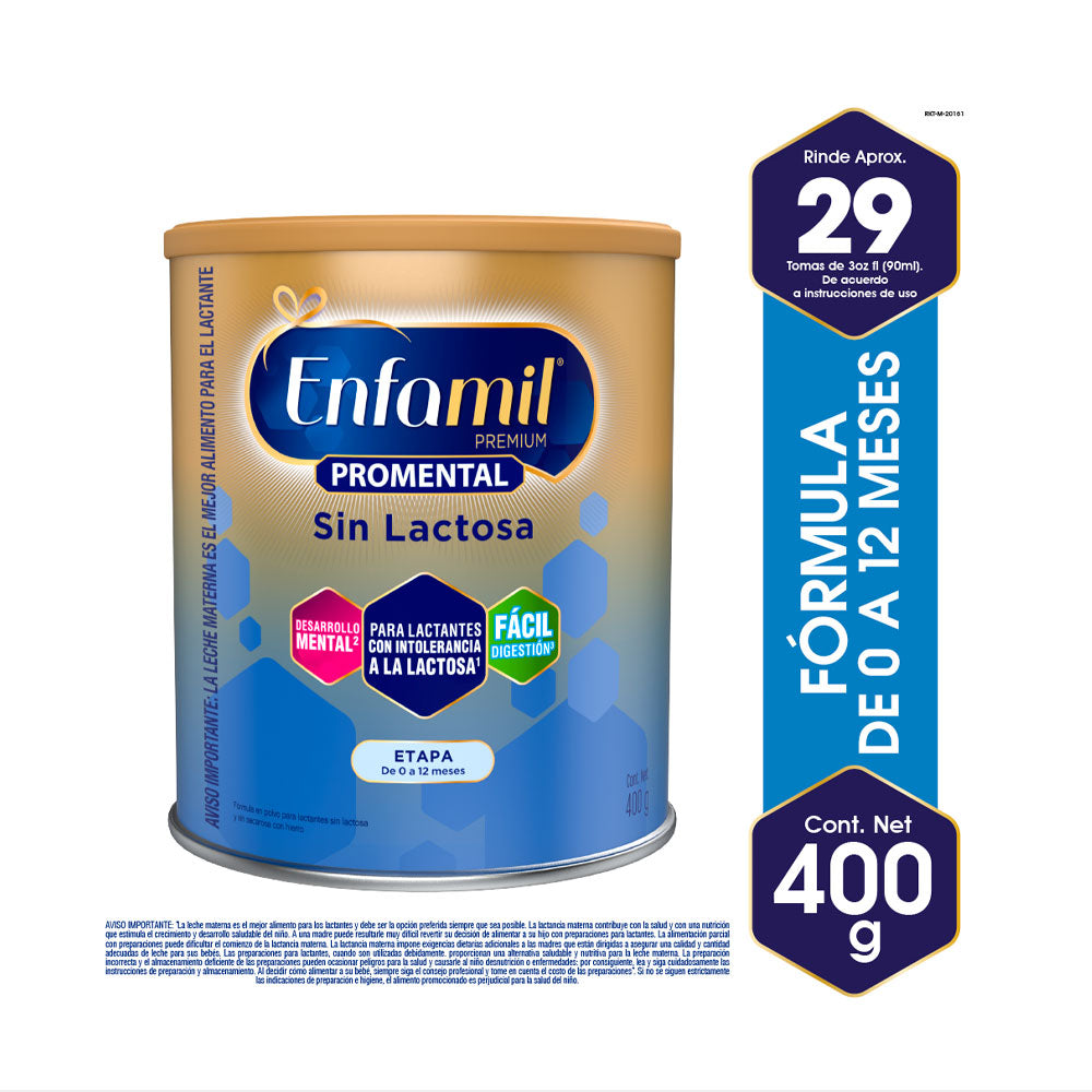 FORMULA INFANTIL ENFAMIL PREMIUM PROMENTAL SIN LACTOSA LATA 400 G