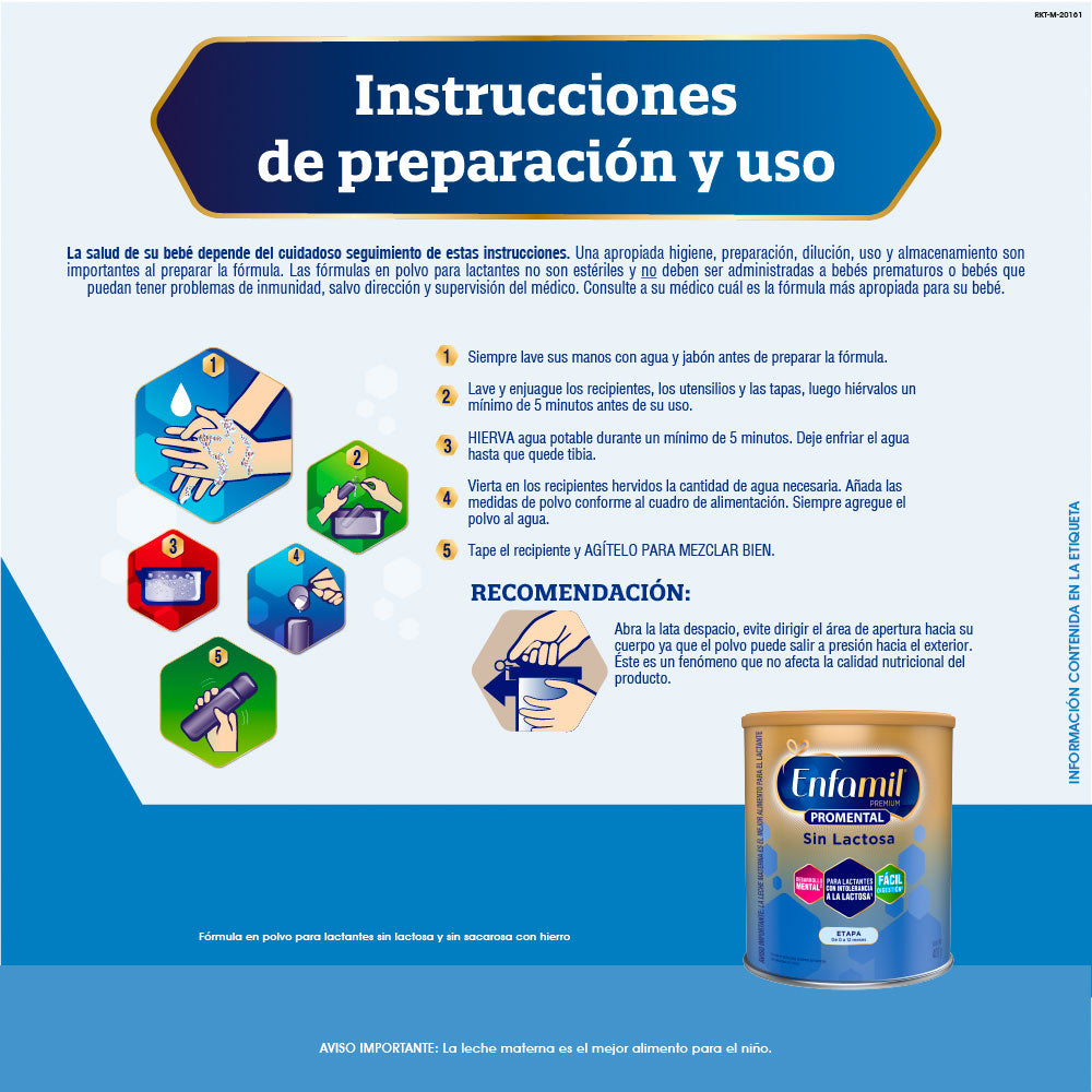 FORMULA INFANTIL ENFAMIL PREMIUM PROMENTAL SIN LACTOSA LATA 400 G