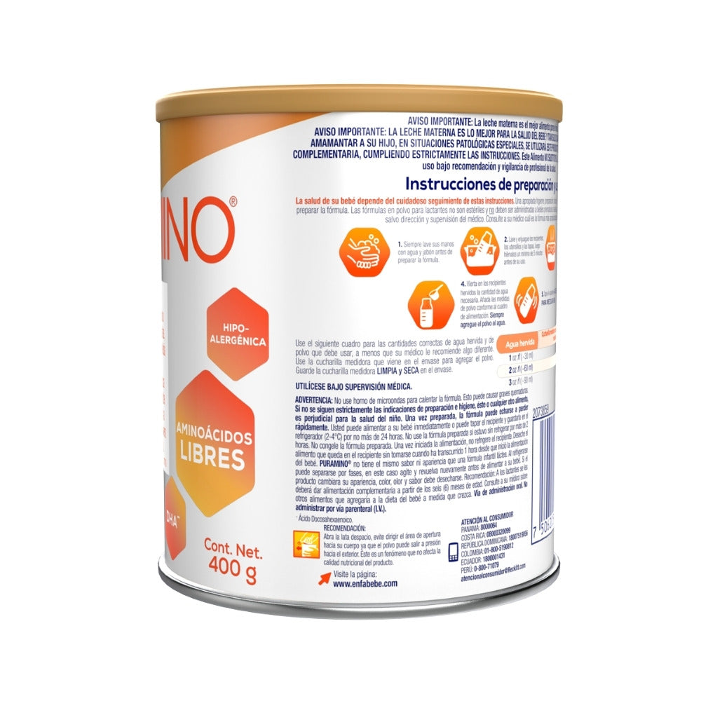 FORMULA INFANTIL PURAMINO 0-12 MESES LATA 400 G