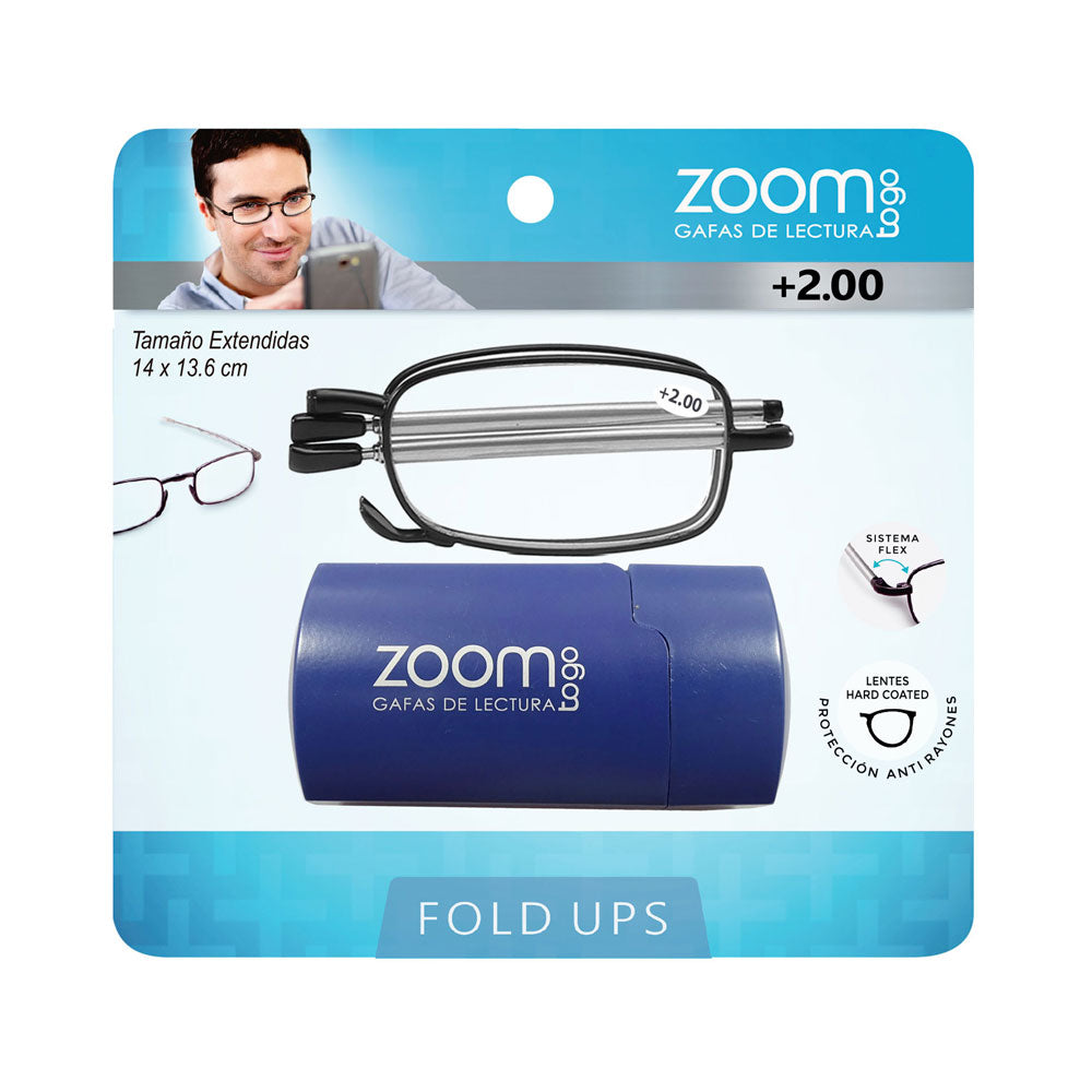 GAFAS DE LECTURA ZOOM PLEGABLE 200 X 1 UND