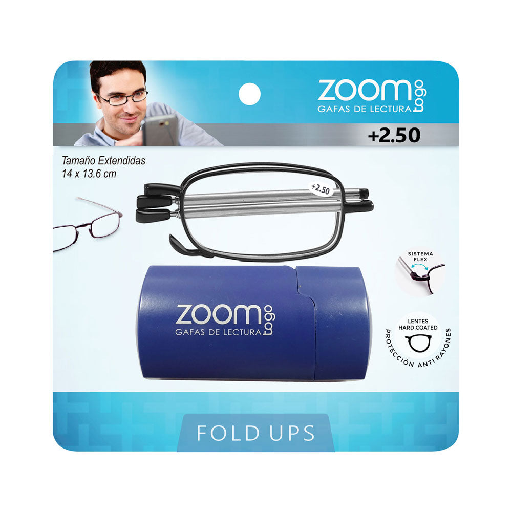 GAFAS DE LECTURA ZOOM PLEGABLE 250 X 1 UND