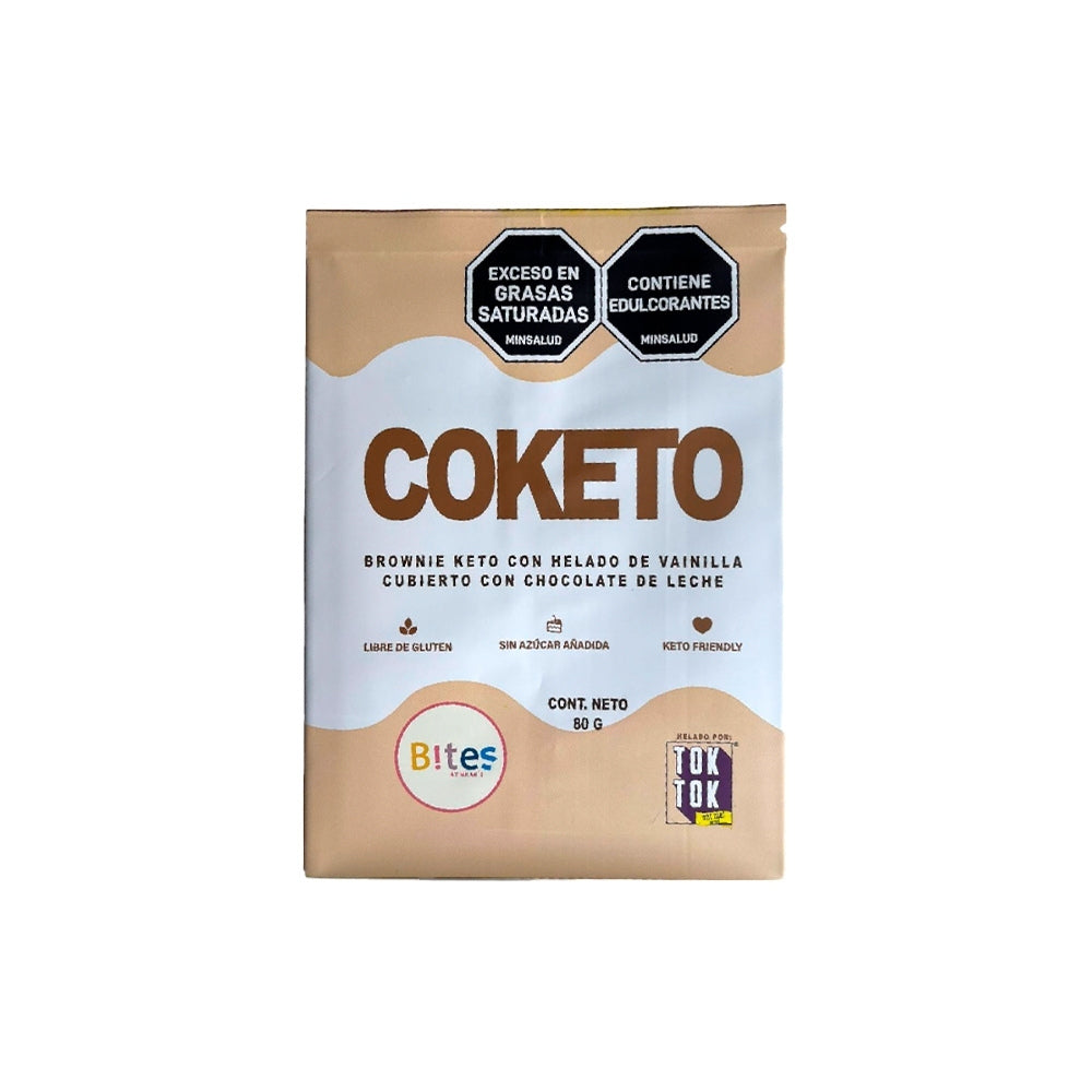 GALLETA BITES CON HELADO COKETO  BOLSA 80 G