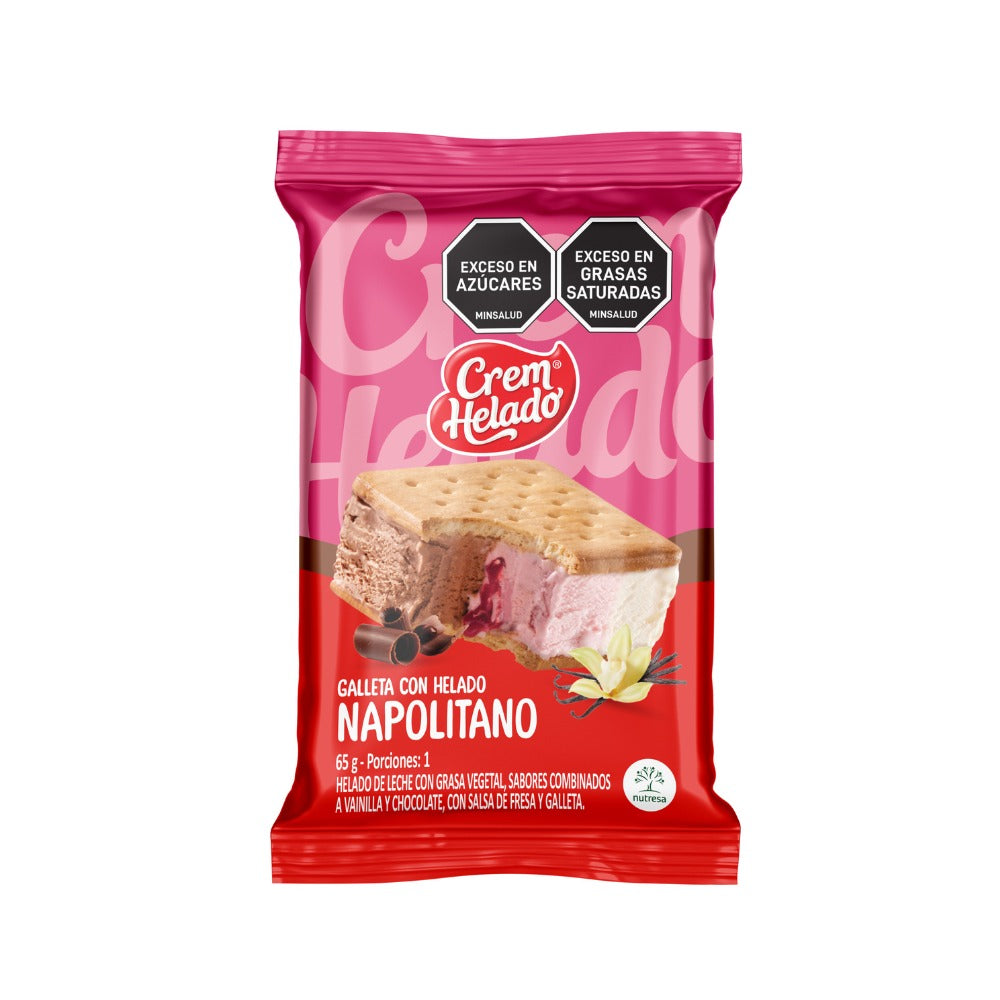 GALLETA CREM HELADO NAPOLITANO BOLSA X 1 UND