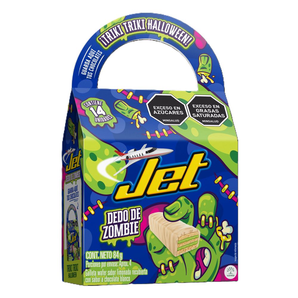 GALLETA JET WAFER DEDO ZOMBIE LIMON CAJA X 14 UNDS