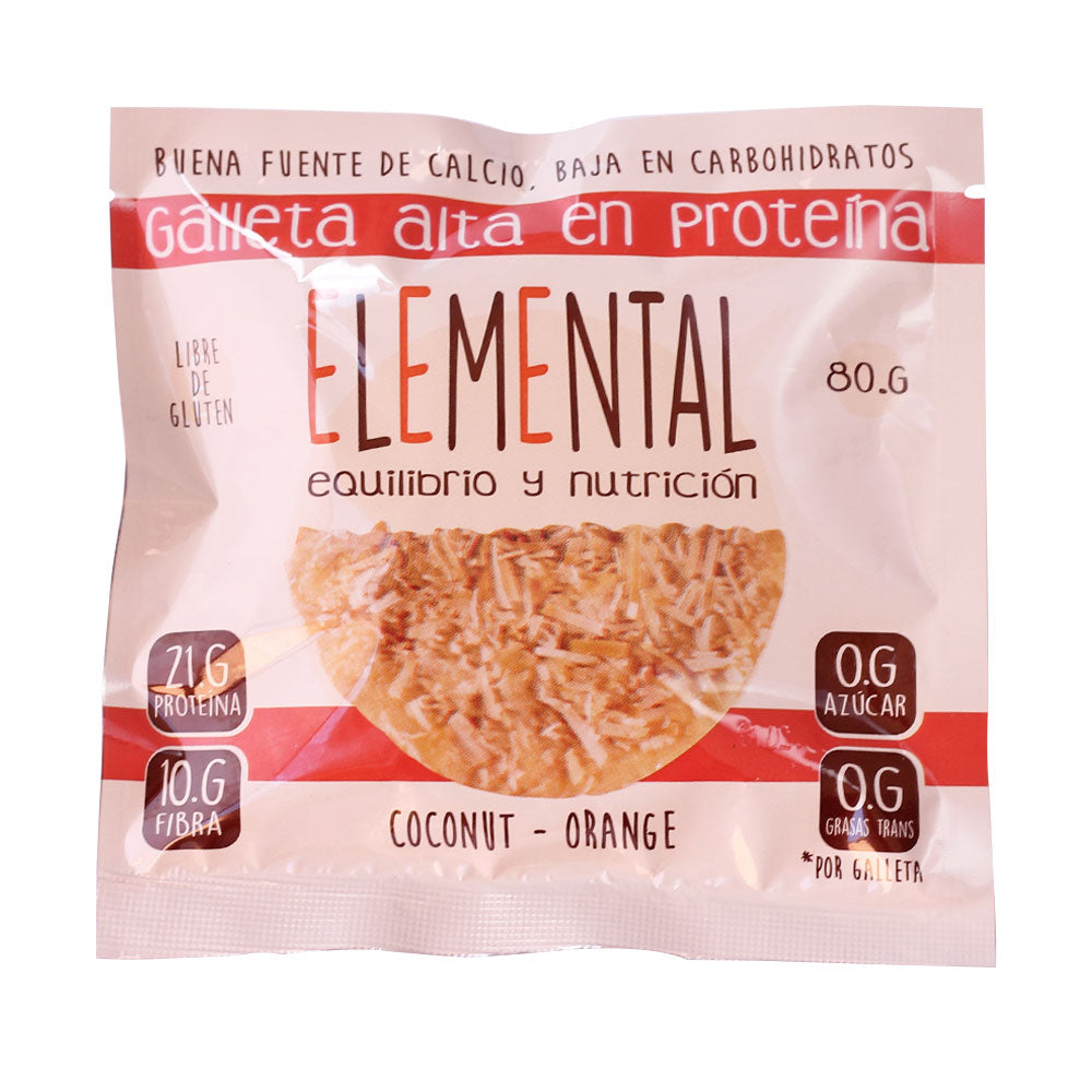 GALLETA PROTEINA ELEMENTAL COCONUT ORANGE BOLSA 80 G