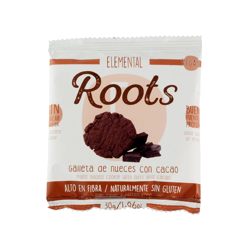 GALLETA VEGANA PROTEINA ROOTS ELEMENTA CACAO BOLSA 30 G