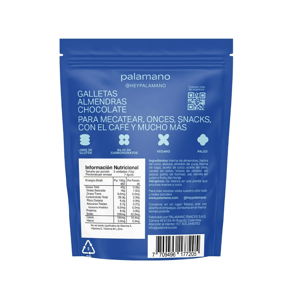 GALLETAS PALAMANO ALMENDRAS CHOCOLATE DOYPACK 70 G
